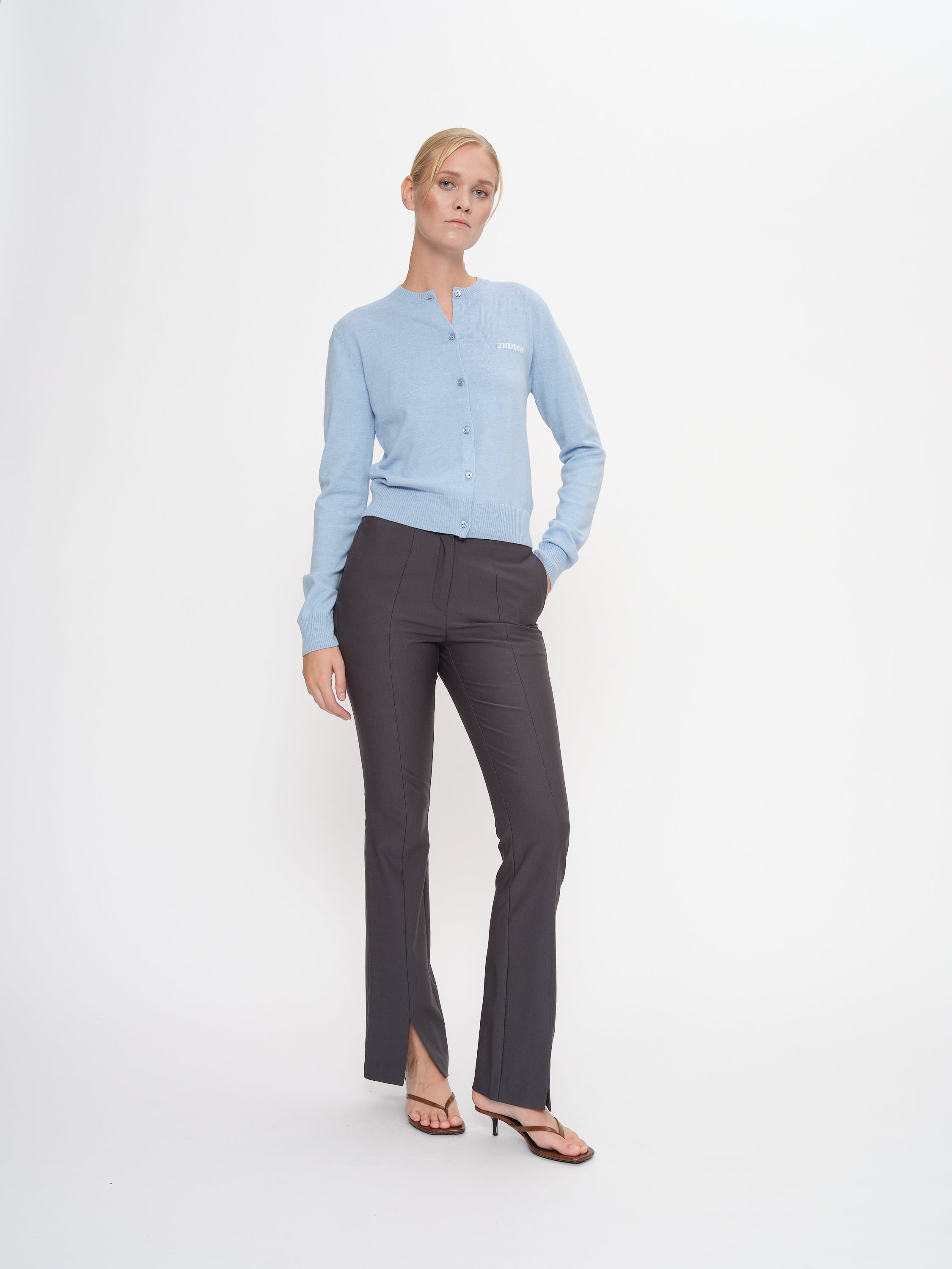 2NDDAY 2ND Vinny - Soft Wool Blend Cardigan 4038 Powder Blue