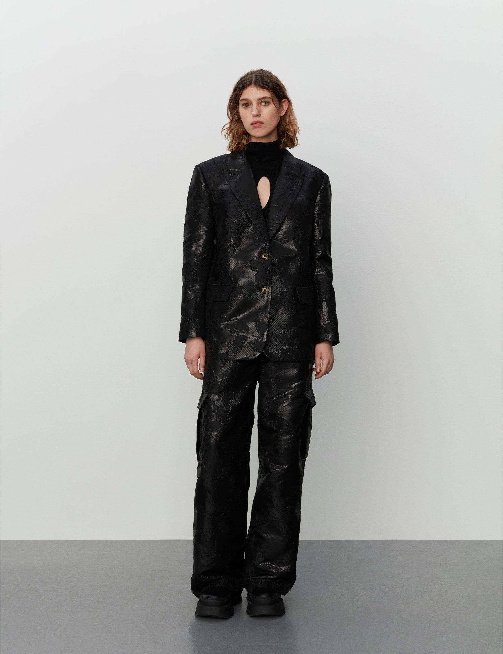 2NDDAY 2ND Edition Lena - Modern Jacquard Blazer 194008 Meteorite (Black)