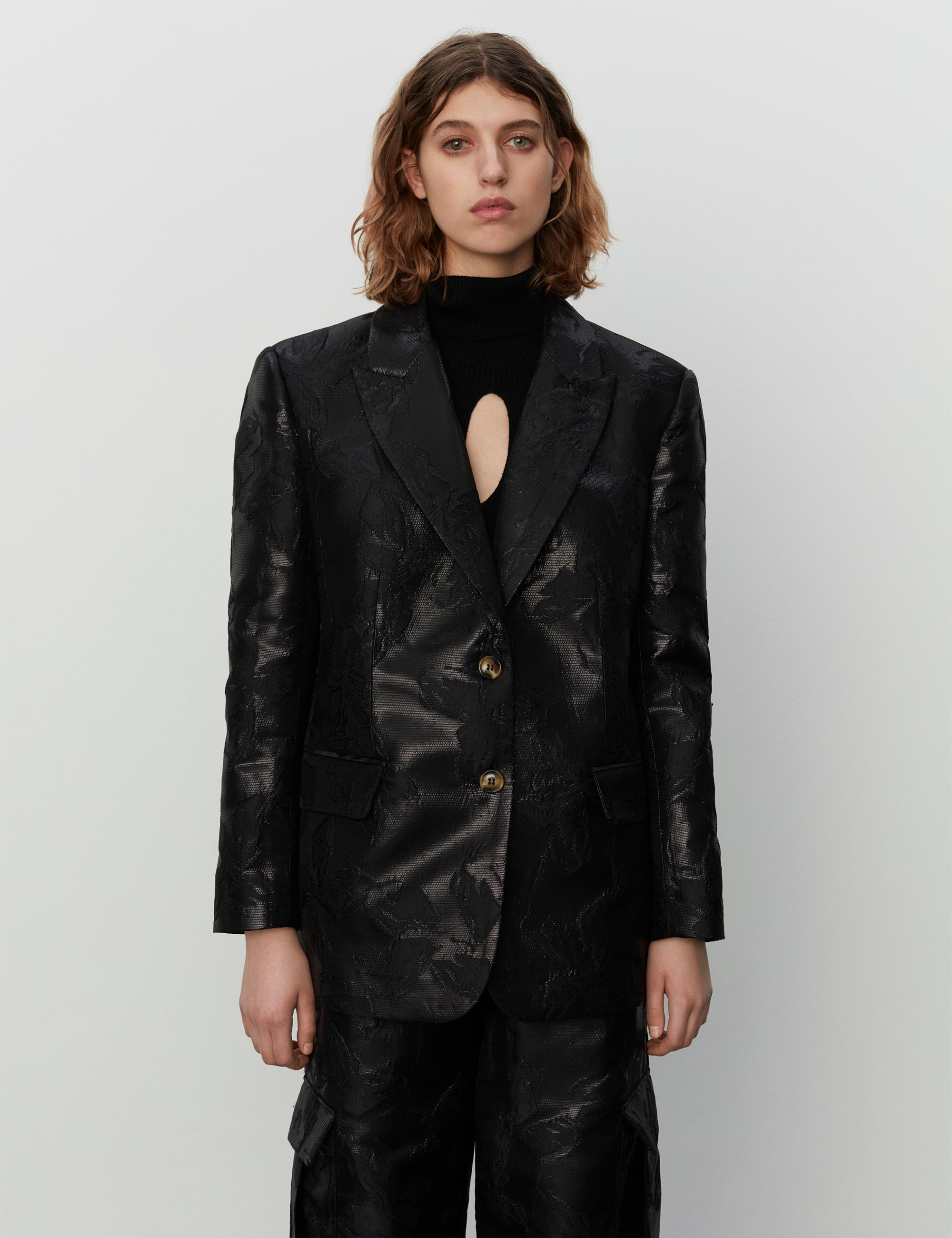 2NDDAY 2ND Edition Lena - Modern Jacquard Blazer 194008 Meteorite (Black)