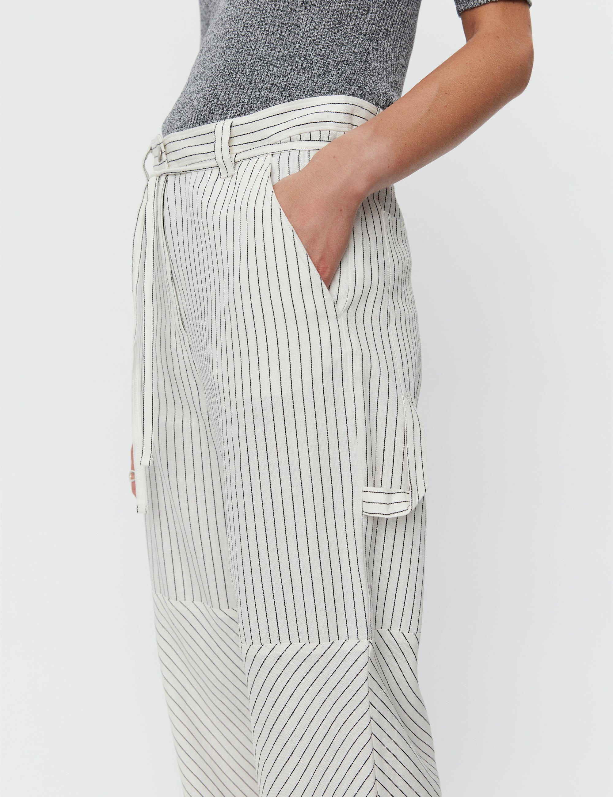 DAY Birger ét Mikkelsen Culkin - Cozy Linen Stripe Pants 190303 BLACK