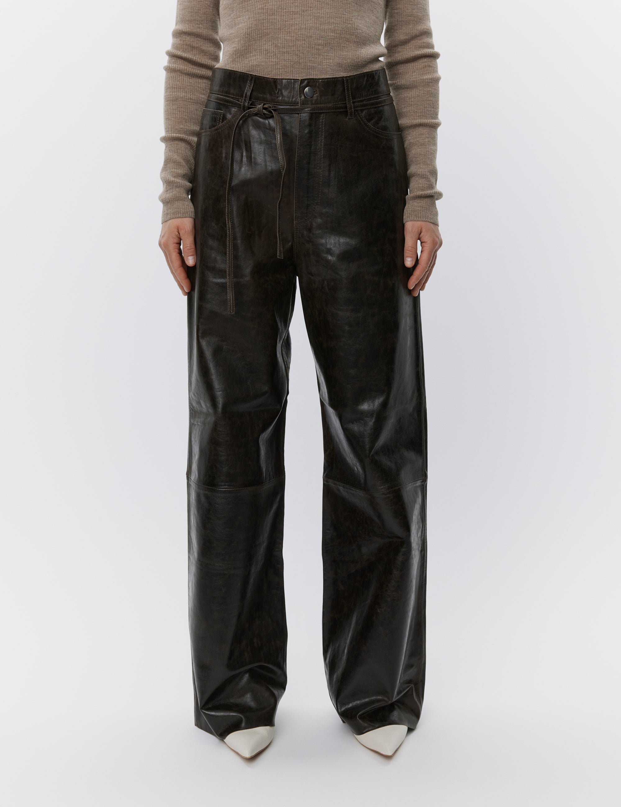 DAY Birger ét Mikkelsen Elijah - Polished Leather Pants 190912 CHOCOLATE BROWN