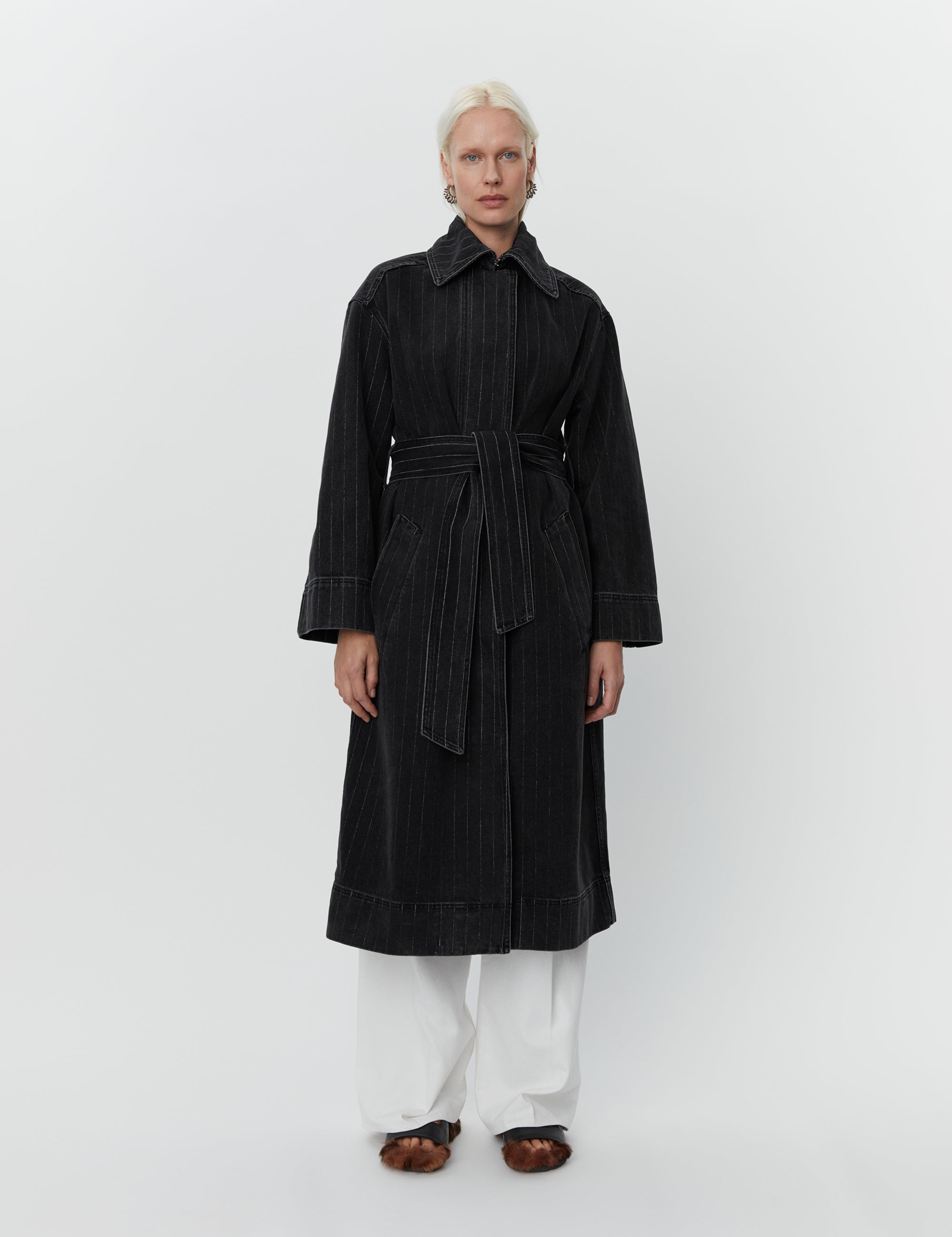 DAY Birger ét Mikkelsen Hobbes - Denim Stripes Coats 190303 BLACK