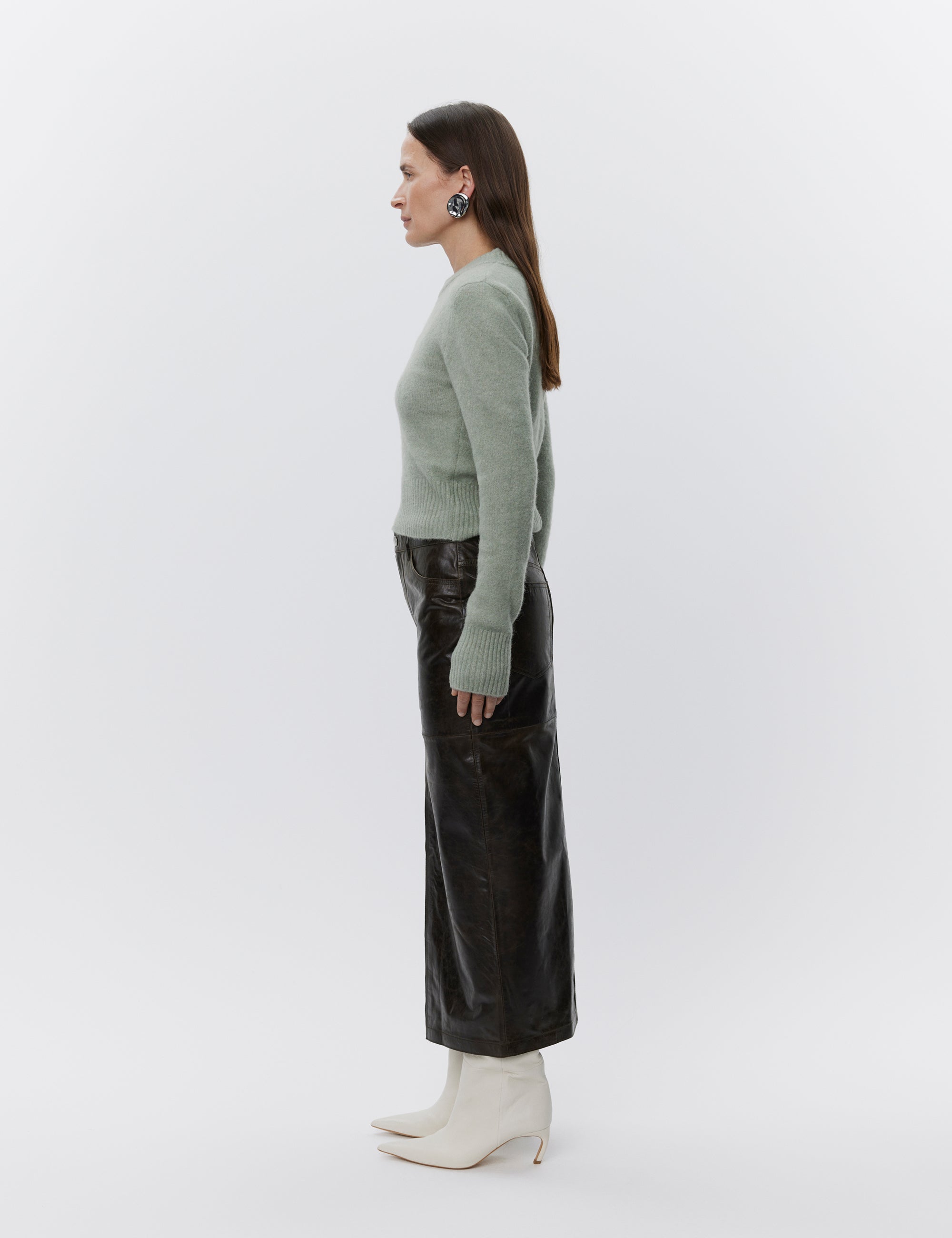 DAY Birger ét Mikkelsen Niki - Polished Leather Skirt 190912 CHOCOLATE BROWN