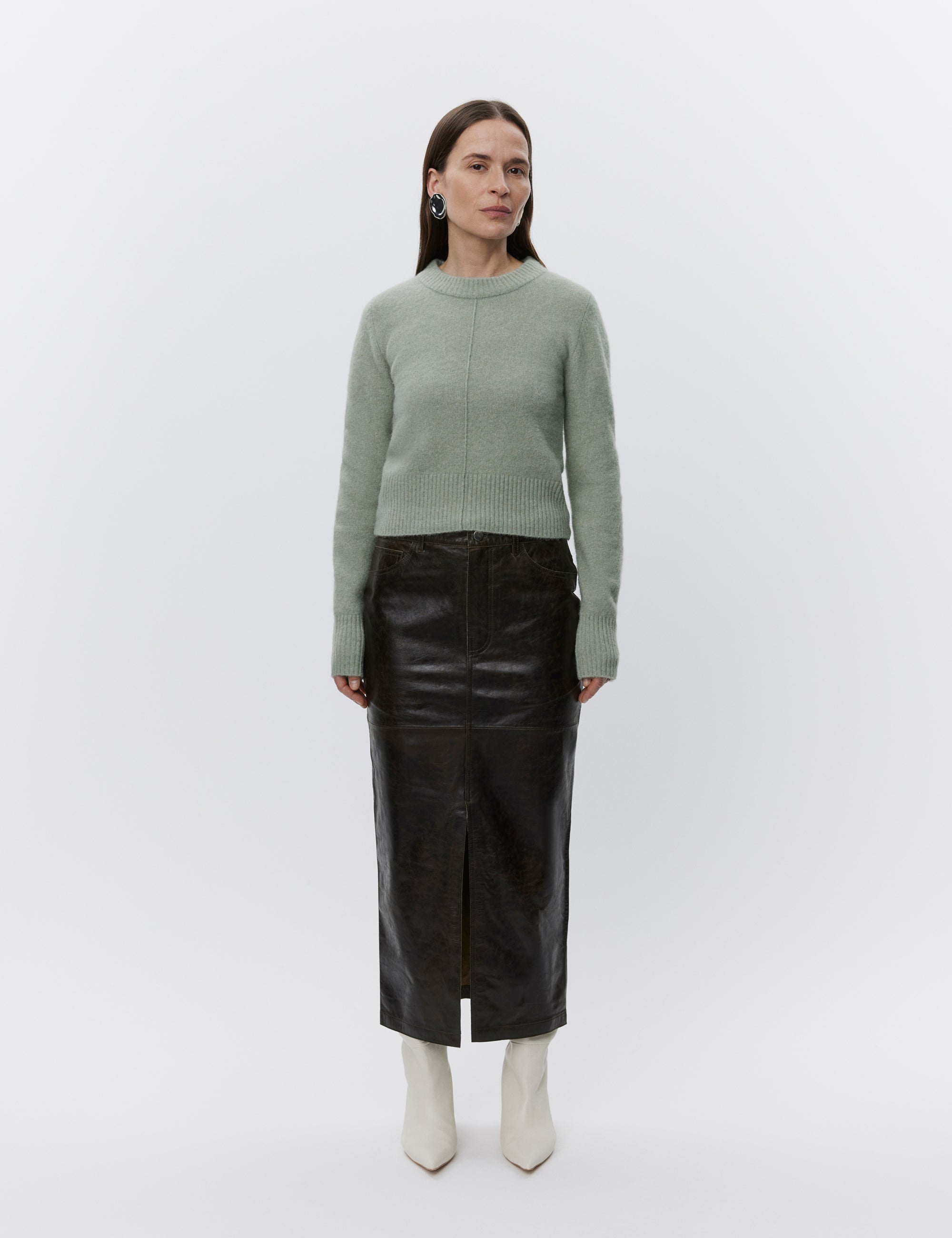 DAY Birger ét Mikkelsen Niki - Polished Leather Skirt 190912 CHOCOLATE BROWN