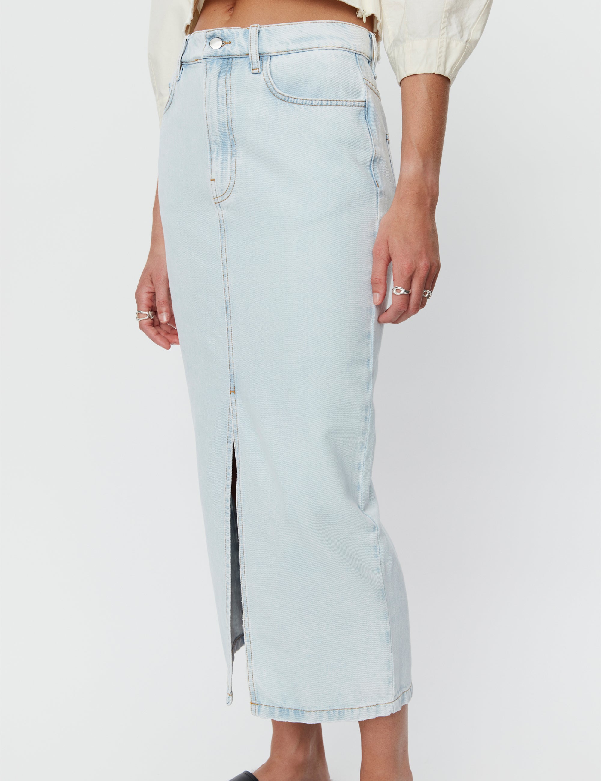 DAY Birger ét Mikkelsen Niki - Soft Bleached Denim Skirt 500035 BLEACHED WHITE